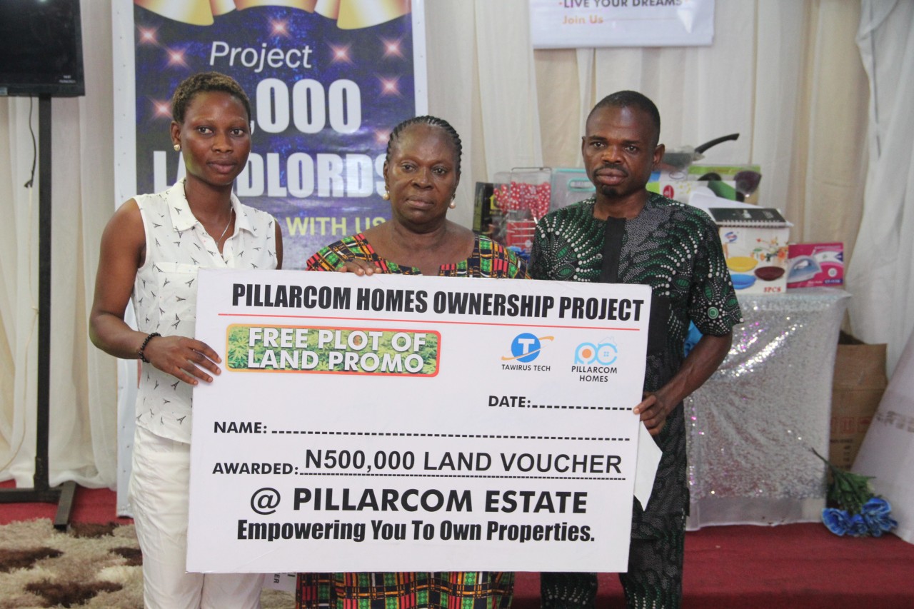 The 3 Winner of #500,000 Naira Land voucher each from Pillarcom Home