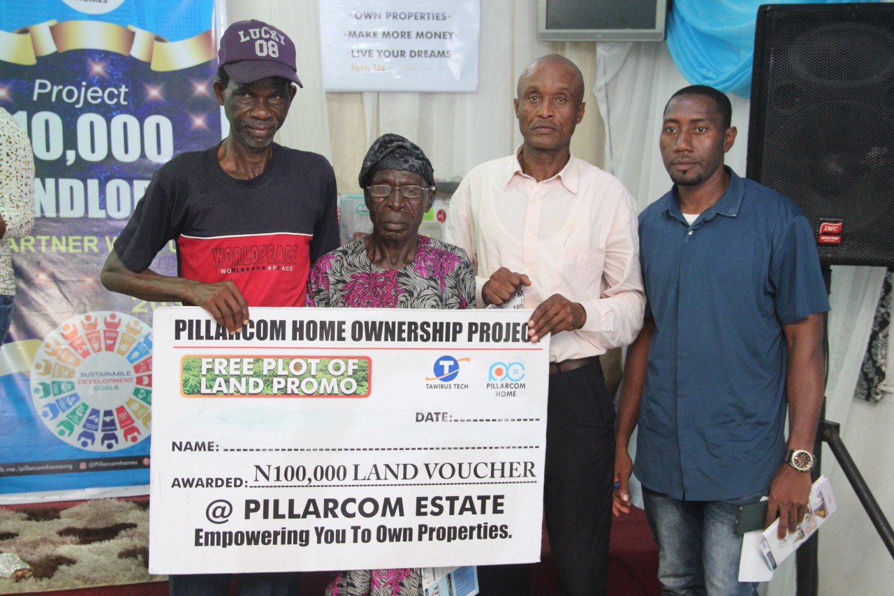 The 4 Winner of #100,000 Naira Land voucher each from Pillarcom Home