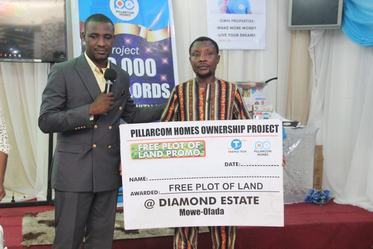 The winner of Free plot of land at Diamond Estate Mowe-Ofada from Pillarcom Homes.