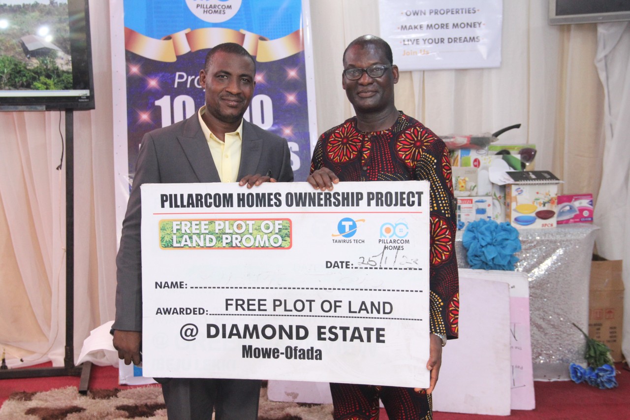 The winner of Free plot of land at Diamond Estate Mowe-Ofada from Pillarcom Homes.