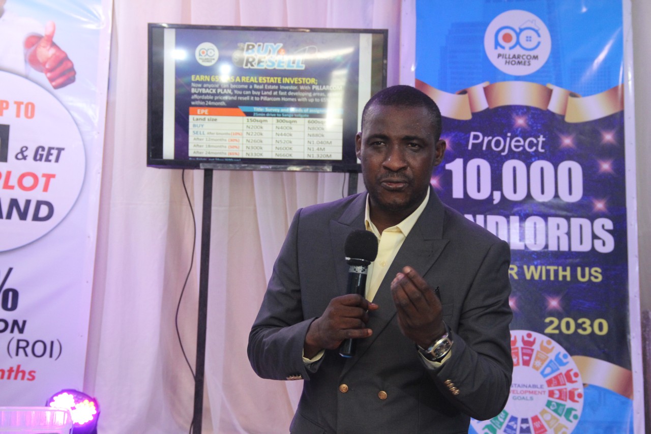 PILLARCOM HOMES CEO Mr. Taiwo Pillar in his Presentation